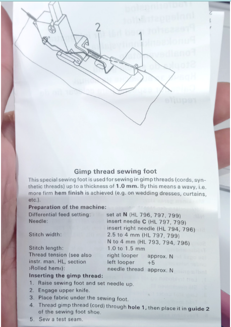 PFAFF Gimp Thread Sewing Foot 2992499370/907