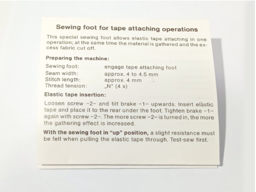 PFAFF Sewing foot for attaching operation 29924993/67