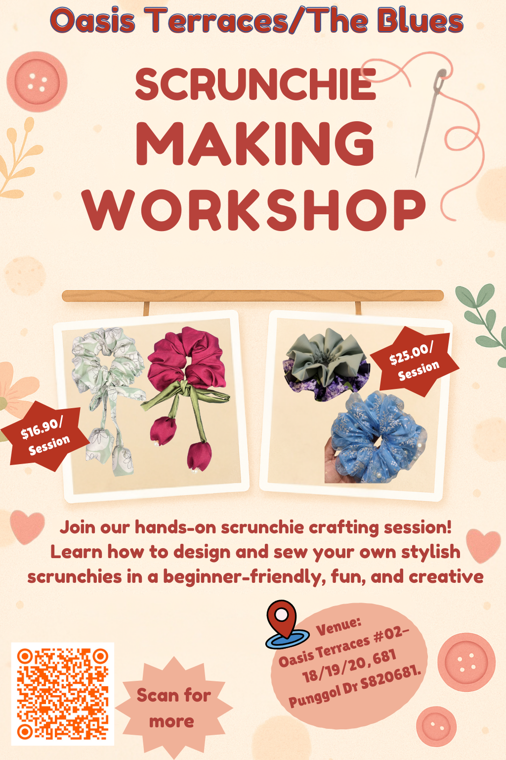 Scrunchie Workshop –Basic Create Your Own Hair Accessory
