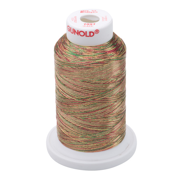 Gunold Embroidery Threads - METY 5/2 - 1000m - 7027 - Cranberry / Gold / Pine Green