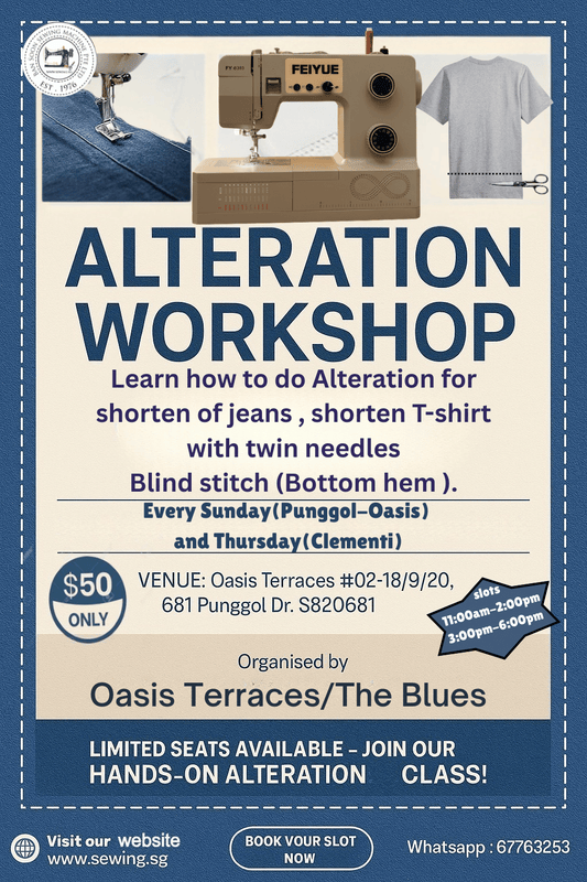 Alteration Workshop – Learn to shorten jeans and T-shirts with twin needles & Blind Stitch