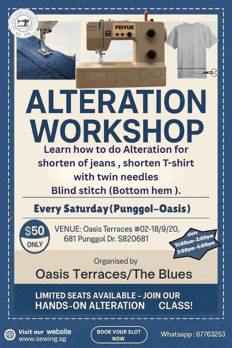 Alteration Workshop – Learn to shorten jeans and T-shirts with twin needles & Blind Stitch