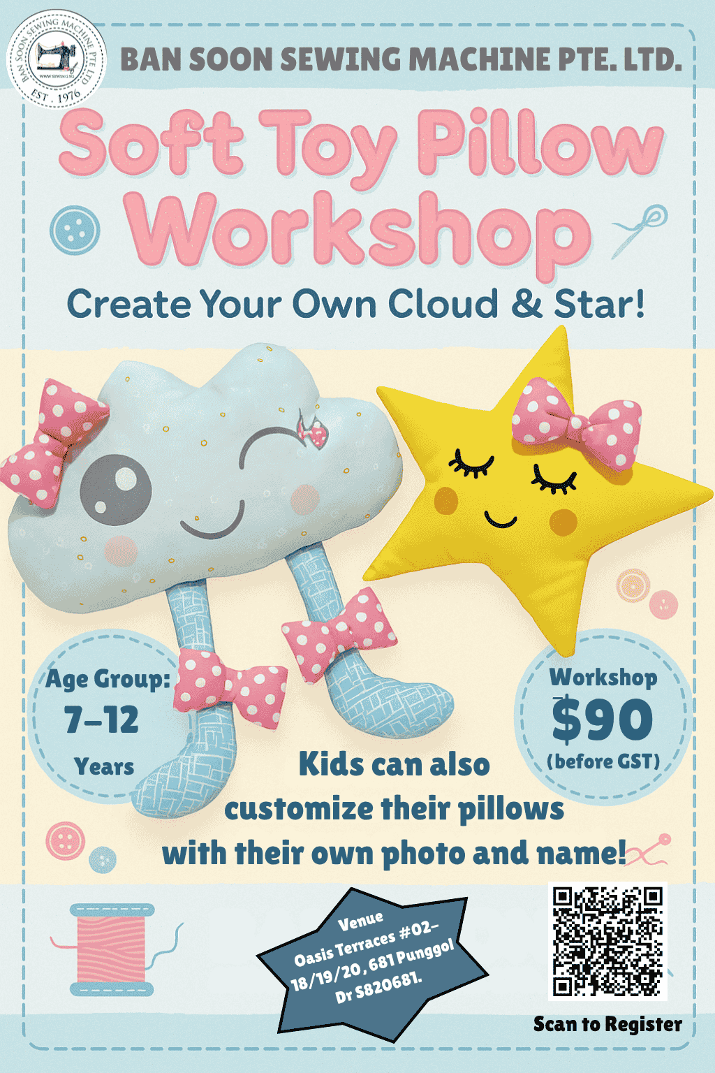 Soft Toy Pillow Workshop – Create Your Own Cloud & Star